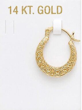 Hoop Single Earring Solid 14k Yellow Gold